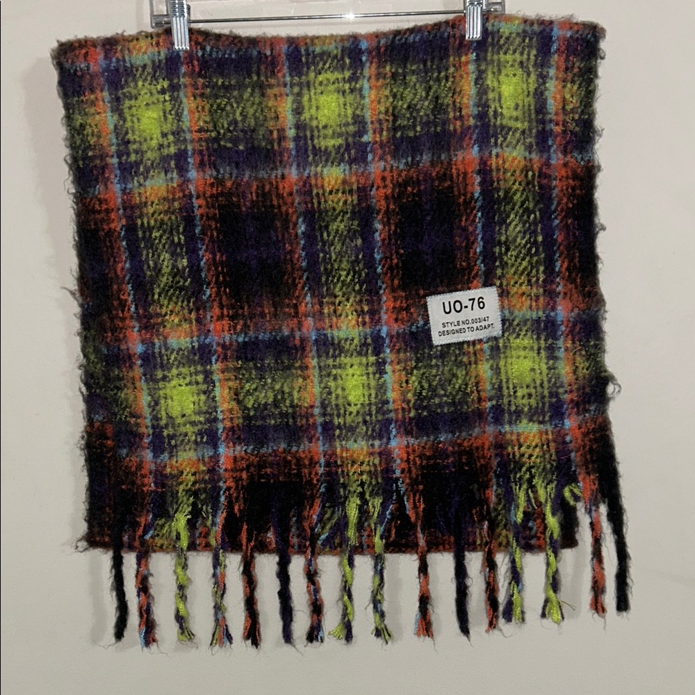 Urban Outfitters plaid fringe oversized scarf